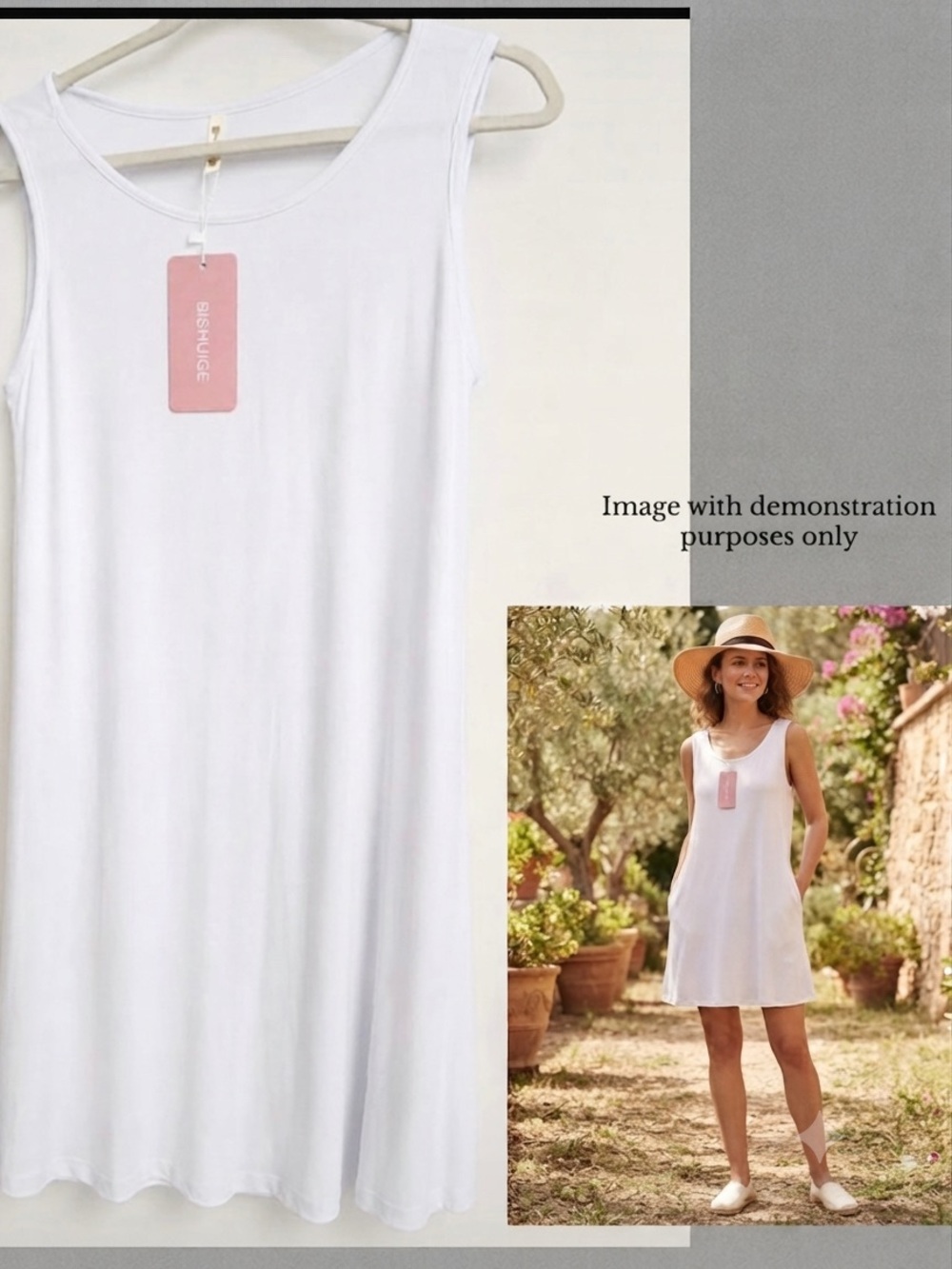 Bishuige White Sleeveless Dress – Size M